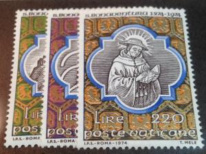 Vatican  Scott # 558-60  Mint never hinged