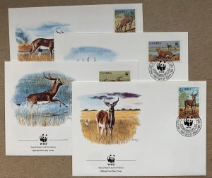 Zambia 1987 WWF Black Lechwe on FDC.  Scott 427-430, CV $13.00