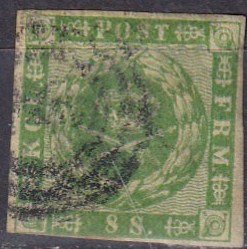 Denmark #8 F-VF Used  CV $82.50  (Z7982)