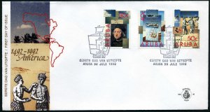Aruba 83-85 FDC. Michel 110-112. Discovery of America-500, 1992. Columbus, Ship,