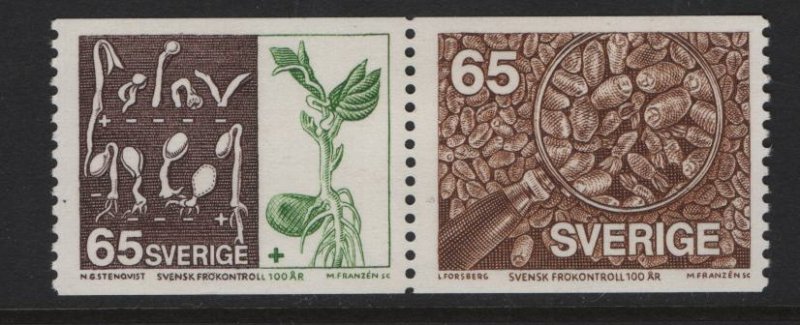 SWEDEN  1162A, PAIR, HINGED, 1976 Viable and nonviable seeding