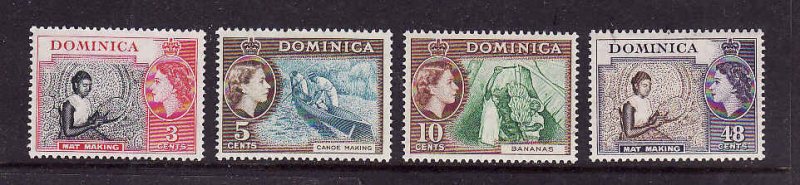 Dominica-Scott#157-60-Unused lightly hinged QEII set-1957