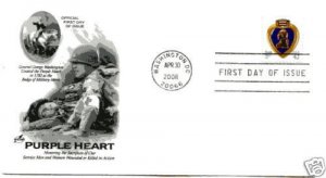 4263 42c Purple Heart (PVA), 2008, ArtCraft FDC