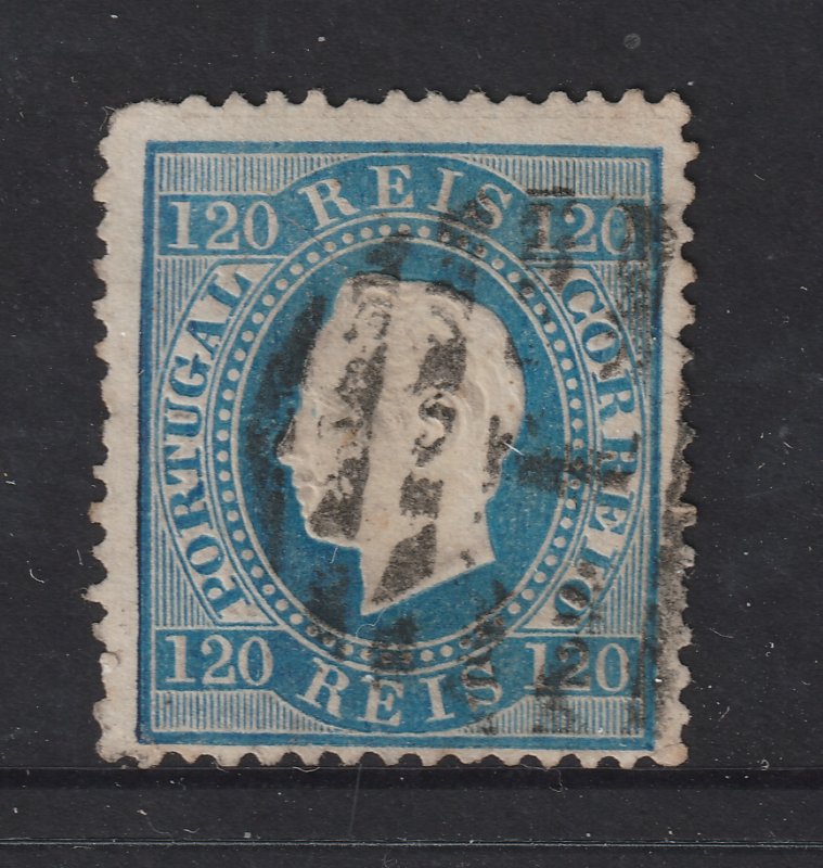 Portugal a used 120r straight label from the 1870 set