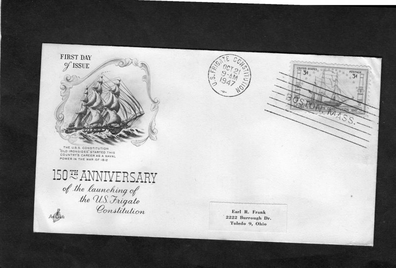 951 USS Constitution, FDC ArtCraft addressed