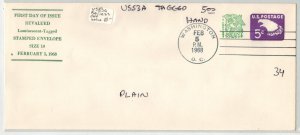 1967  EAGLE EMBOSSED ENVELOPE U553A BAYLESS TAGGED #10 PLAIN ENV Hand cancel