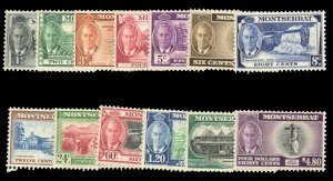 Montserrat #114-126 Cat$71.15, 1951 George VI, complete set, never hinged