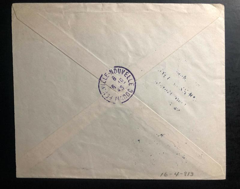 1945 Casablanca Morocco first Day Airmail Cover FDC to Fes Solidarity stamp