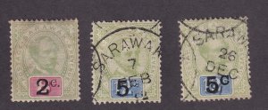 Sarawak Scott # 22 - 24 VF used set with nice color scv $ 450 ! see pic !