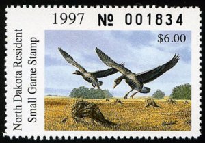 United States, Duck Hunting - State #ND73 Cat$10, North Dakota, 1997 $6 White...