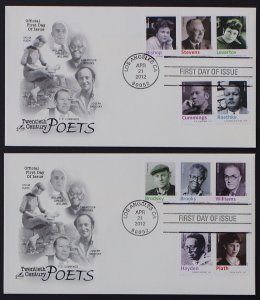 U.S. Used #4654-4663 45c Poets Set of 10 on 2 ArtCraft First Day Covers