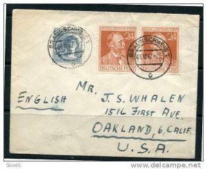 Germany 1947 Cover sent to USA  Mi 963 Pair 947 Allied Occupation (1)