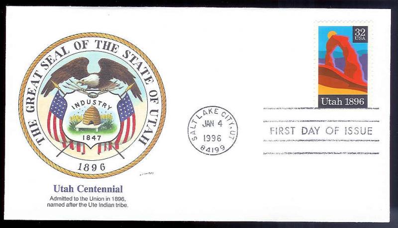 UNITED STATES FDC 32c Utah 1996 Fleetwood