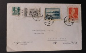 1956 China Cover to Buenos Aires Argentina Swiss Embassy