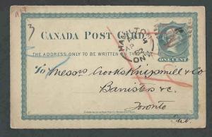 1882 PC BLUE PC HAMILTON ONTARIO CANADA GEO S PAPPS LLB BARRISTER & SOLICITOR