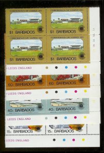 BARBADOS Sc#598-601 Complete Mint Never Hinged PLATE BLOCK Set