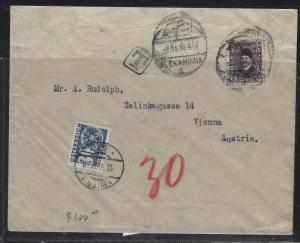 AUSTRIA  (P1202B) 1936   POSTAGE DUE  30G    ON INCOMING COVER  FROM EGYPT