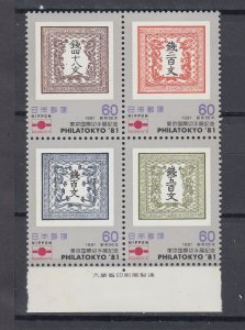 J44013 JL Stamps 1981 japan  blk/4 mnh #1484a