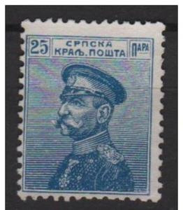  	Serbia 1911 Scott 118 used - 25p, King Peter I 