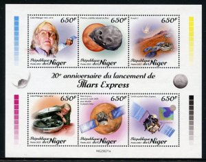 NIGER 2023 20th ANNIVERSARY OF THE LAUNCH OF MARS EXPLORER SHEET MINT NH