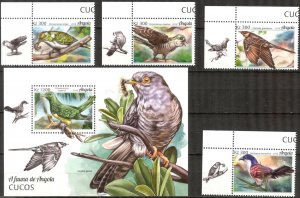 Angola 2018 Birds Cuckoos Set of 4 + S/S MNH