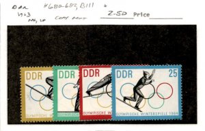 Germany - DDR, Postage Stamp, #680-682 Mint LH, 1963 Olympic Skiing (AD)