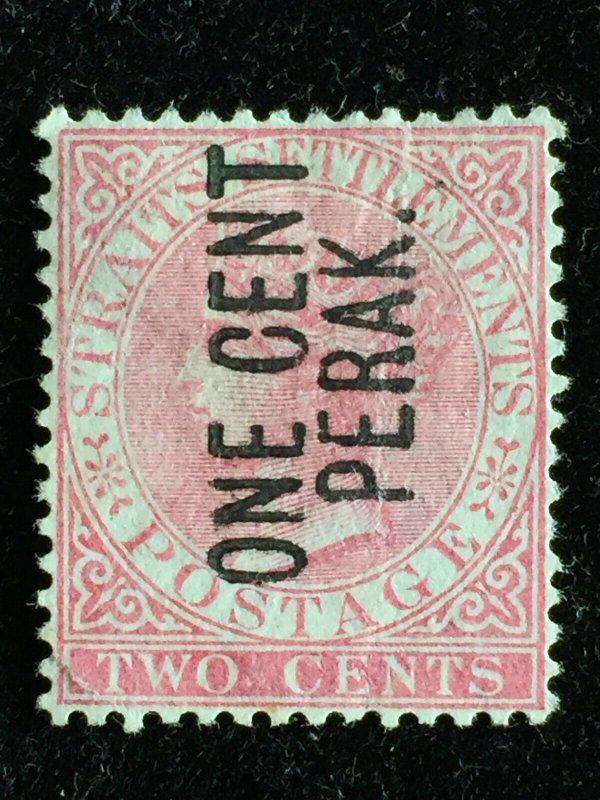 MALAYA 1884 Perak opt Straits Settlements QV 2c with stop fine used SG#26 M3337