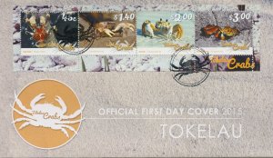 Crabs Stamps Tokelau 2015 FDC Marine Animals Crustaceans 4v M/S