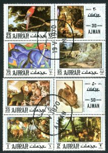 529 - Ajman 1971 - Animal Paintings - Durer - Rabbit - Dogs - Birds - Used Set