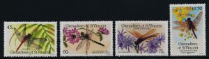 St Vincent Grenadines 546-9 MNH Dragonflies, Insects, Flowers