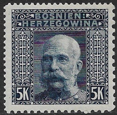 BOSNIA AND HERZEGOVINA 1906 5K FRANZ JOSEPH P.12.5x9.25x10.5x12.5  Sc 45l MNH