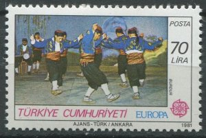 Turkey Sc#2179 MNH, 70L multi, Europa (C.E.P.T.) 1981 - Folklore (1981)