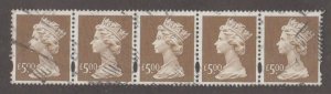 Great Britain Scott #MH283 Stamp - Used Strip of 5