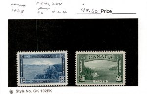 Canada, Postage Stamp, #242, 244 Mint LH, 1938 Halifax Harbor (AI)