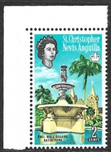 ST. KITTS NEVIS 1963 QE2 2c PALL MALL SQUARE Sc 147 MNH