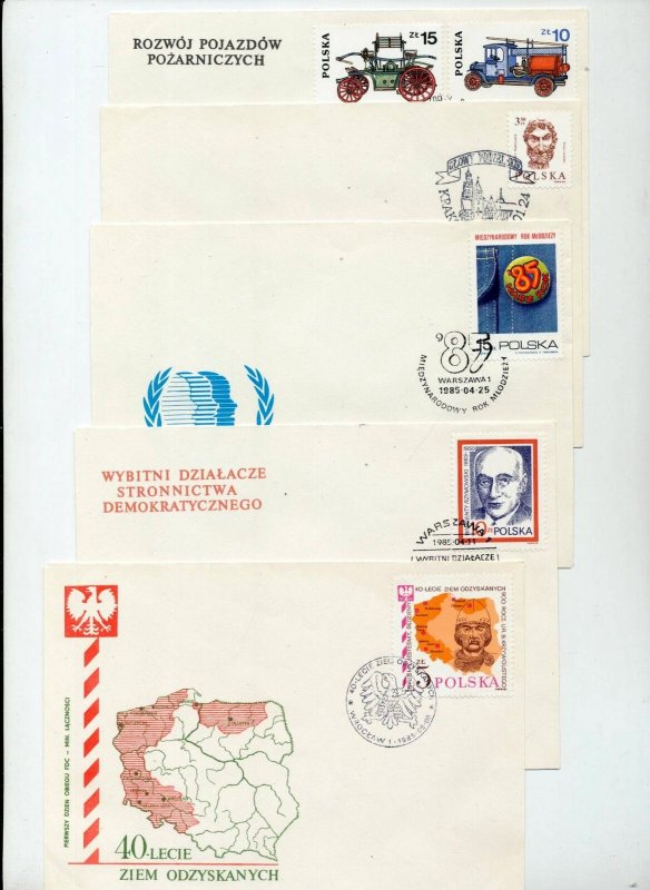 POLAND 1985 Trains Birds Wolves Covers FDC(34 Items)NT8574