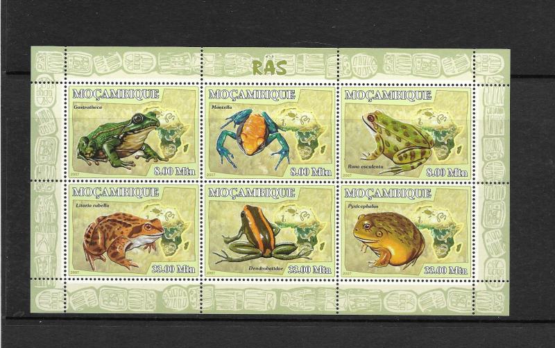 O) 2007 MOZAMBIQUE- FROGS AMPHIBIANS, GASTROTHECAR-MANTELLA-ESCULENTA-LITORIA-DE