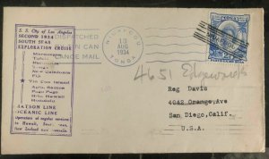 1934 Niuafoou Tonga Toga Islands Tin Can Mail Cover To San Diego Ca USA Cachet