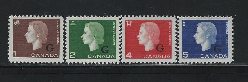 CANADA - #O46-#O49 - QUEEN ELIZABETH II G OVERPRINT MINT SET MNH