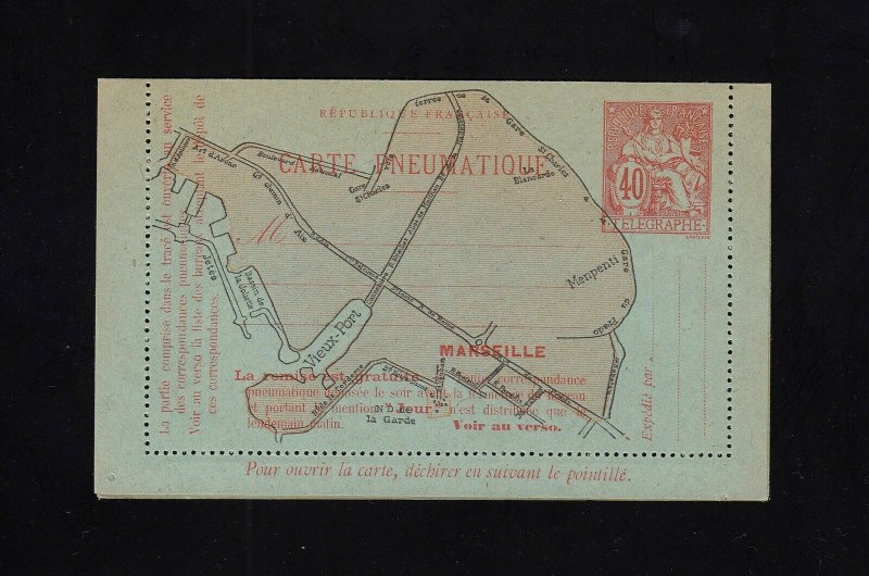 FRANCE: Michel #RK34 40c Mint PNEUMATIC Letter Card, RARE