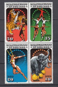 Z4068, 1985 DDR germany set blk/4 mnh #2514a the circus