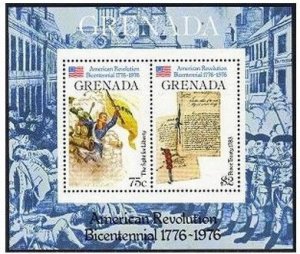 Grenada 716-722.723,MNH.Michel 747-756,Bl.54. USA-200,1976.Scenes,Flags,Gunboat.