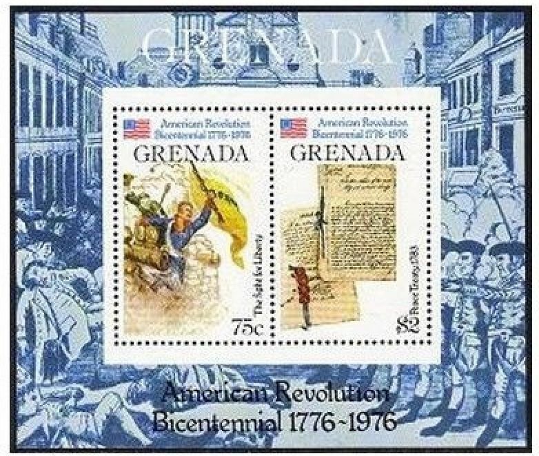 Grenada 716-722.723,MNH.Michel 747-756,Bl.54. USA-200,1976.Scenes,Flags,Gunboat.