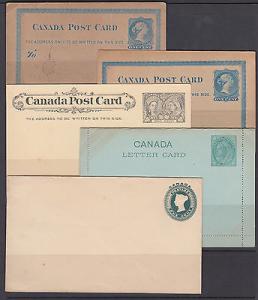 Canada Uni UX2/U9 mint 1876-1898 Postal Stationery, 5 items