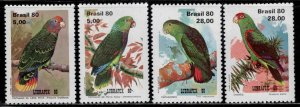 Brazil #1715-18 ~ Cplt Set of 4 ~ Parrots, Birds ~ Unused, HMR, PD-Rev. (1980)