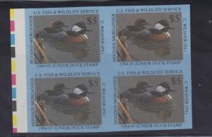 JDS2-i Junior Duck Stamp. Imperf Block Of 4. MNH.    #02 JDS2IMPB4