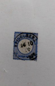Germany #10 Used/Fine, Nice HEIDELBERG S.O.N cancel 7kr, 1892