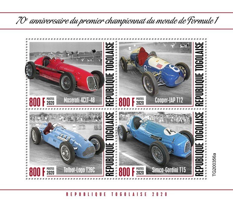 TOGO - 2020 - Formula 1 World Championship - Perf 4v Sheet -Mint Never Hinged