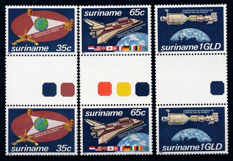 [SU280GPA] Suriname 1982 Space Gutter pairs Traffic lights MNH