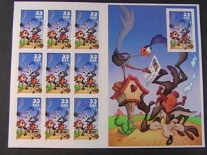 U.S.# 3392-MNH-PANE 10--LOONEY TUNES/ROAD RUNNER--IMPERF SINGLE VARIETY--2000